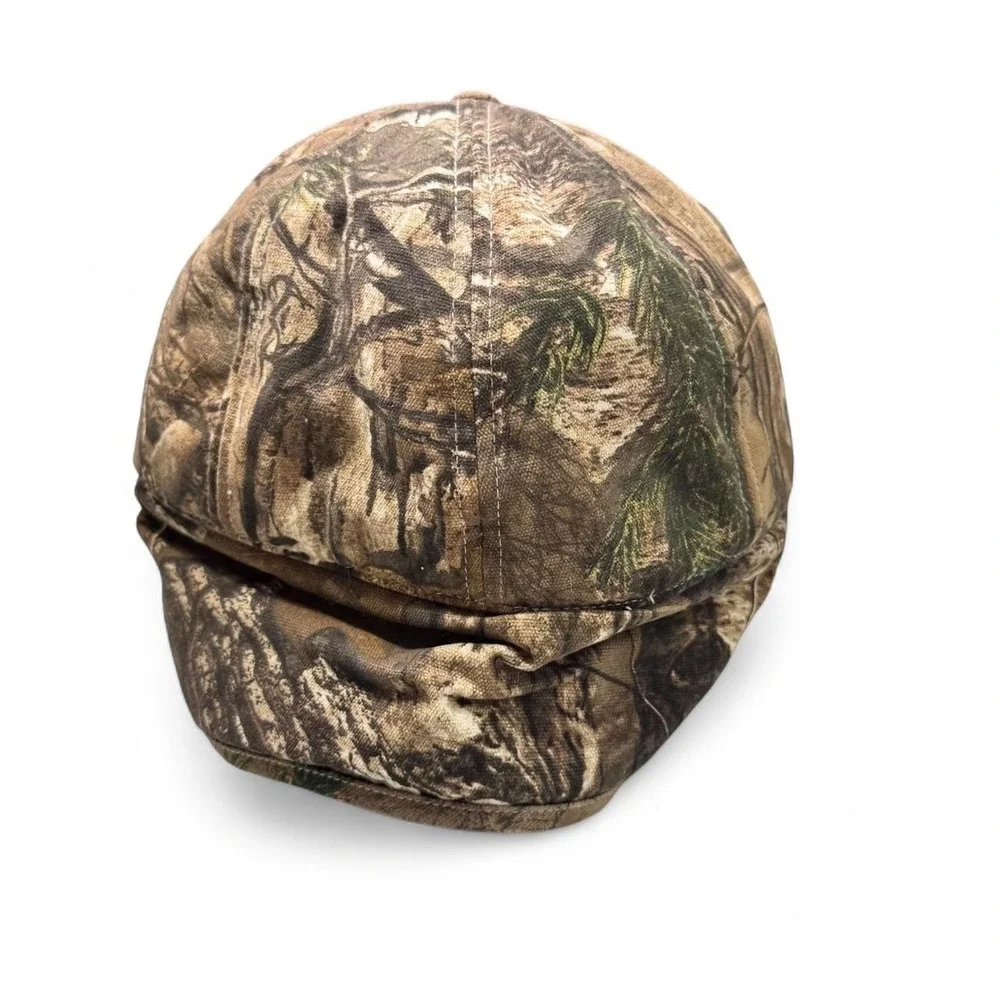 Carhartt Camo Ear Flap Cap 101477 Hunting Hat Fleece Lined Outdoors Utility Warm
